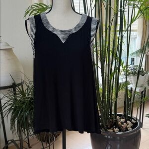 Patrizia Luca Black and Gray Striped Tank Top